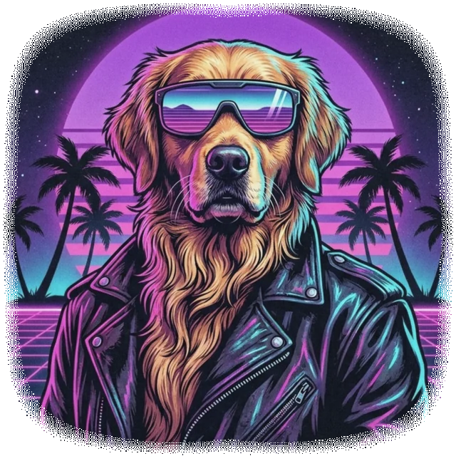Synthwave AI dog portrait shirt