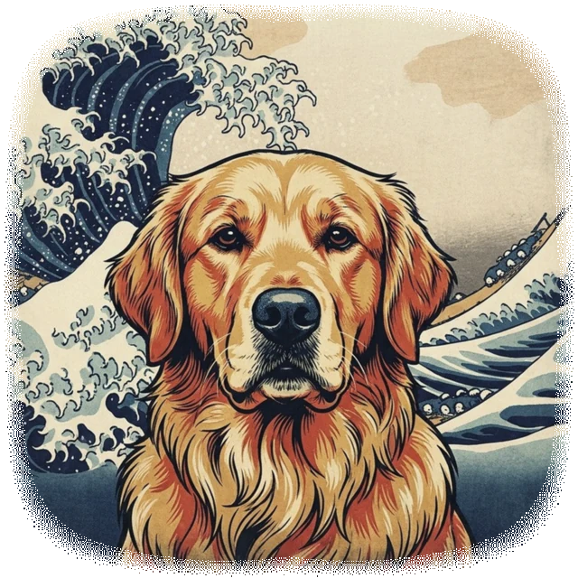 Woodblock AI dog portrait shirt
